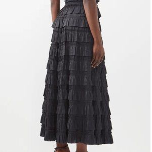 Ulla Johnson Mari plissé satin midi skirt